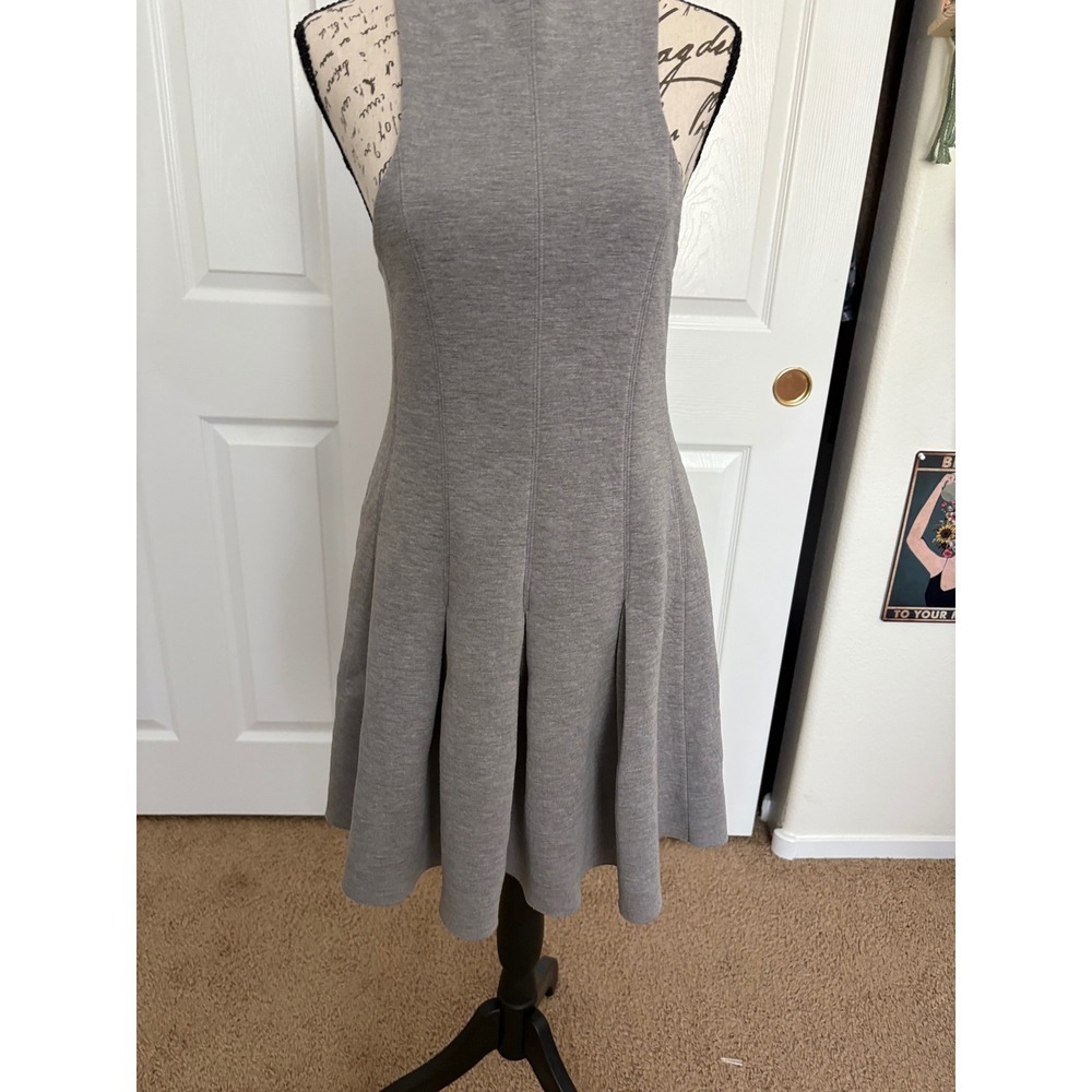 T by Alexander Wang Grey Sleeveless Pleated Skater Mini Dress Medium - Picture 4 of 6
